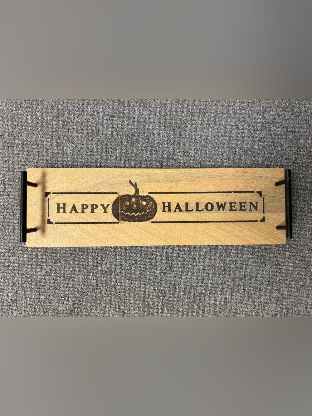 Happy Halloween Wood Tray Natural Wood